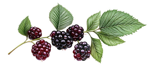 Ripe Blackberries Image on transparent background