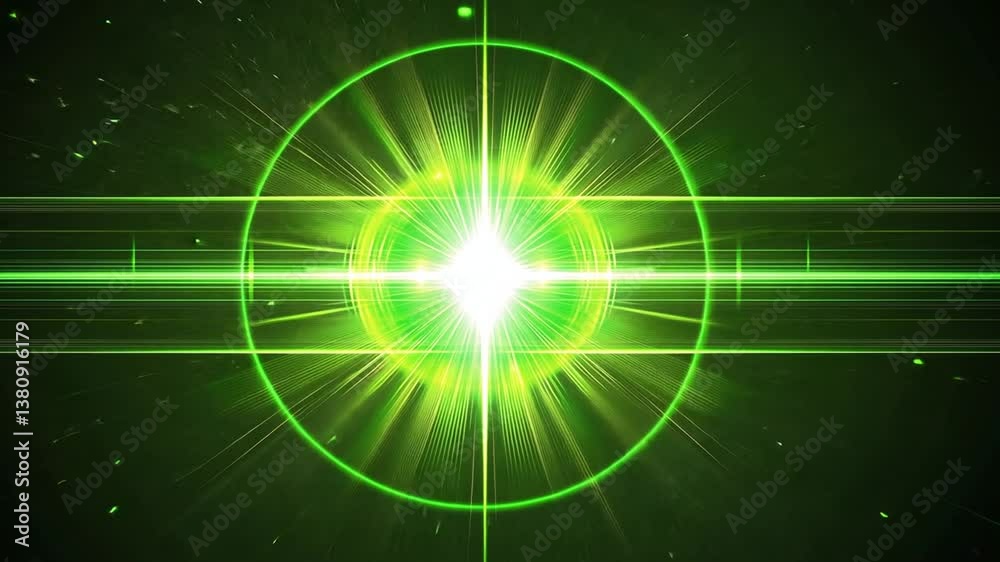 Poster vibrant green bokeh background with light rays and sparkles generative ai