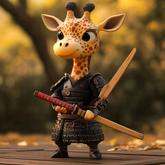 Giraffe Samurai with Katana