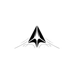 Fototapeta premium Abstract Geometric Icon: Black Triangle with Lines, Modern Minimalist Design