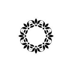 Elegant Black Floral Wreath on White Background