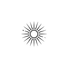 Minimalist Sun Icon with Starry Embellishments on White