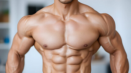 Fototapeta premium Athletic Muscular Man's Upper Body: Fitness and Strength