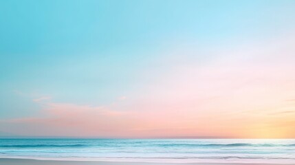 Obraz premium Golden sunset illuminates serene beach with tranquil ocean waves and soft sand sunset