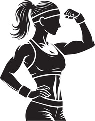 Fototapeta premium Bodybuilder woman silhouette vector, Bodybuilder logo, Bodybuilder vector illustration