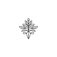 Minimalist Leafy Logo Design in Black on White Background