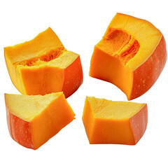 pumpkin pieces: vibrant orange slices isolated