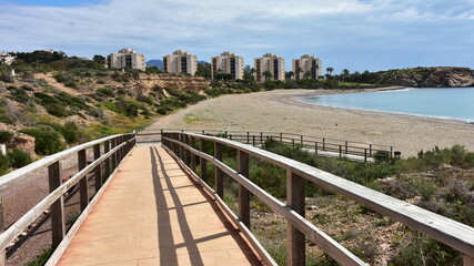 Obraz premium empty beach in village El Mojon in region Murcia,Spain