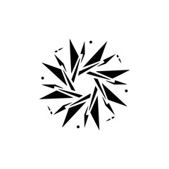 Abstract Geometric Starburst Logo on White, Minimalist Design