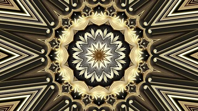 Elegant kaleidoscope wedding background animation with luxury ornate flowers effect. Modern mandala visual motion decoration