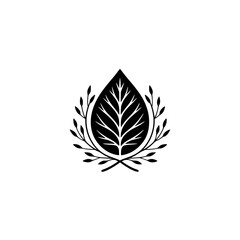 Black and White Leaf Logo: Minimalist Botanical Design