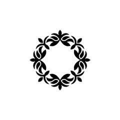 Elegant Black Floral Wreath on White Background, Minimalist Design