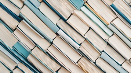 A stack of books with clean, branded bookmarks for tutoring services. background