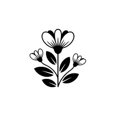 Minimalist Floral Design: Black and White Illustration on White Background