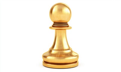 Gold pawn chess piece isolated on white background
