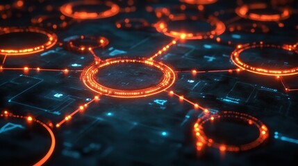 Risk management framework displayed as glowing interconnected nodes