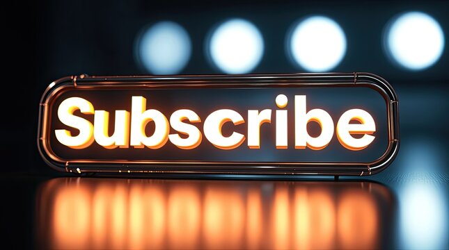 A Glowing Illuminated Subscribe Button Against a Dark Background