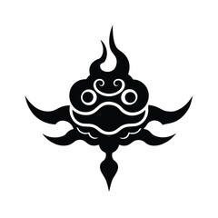 Stylized Fiery Cloud Silhouette Vector.