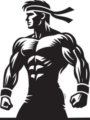 Fototapeta premium vector illustration of a man, Bodybuilder man silhouette vector, Bodybuilder logo, Bodybuilder vector illustration