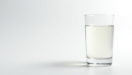 Empty glass of water on white background, symbolic of a fasting period , body, element, hydration