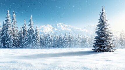 Naklejka premium Winter Forest Landscape Scenery