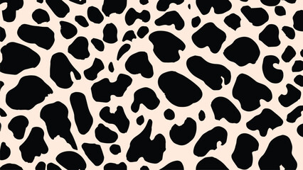 Abstract cow print pattern or cow skin texture vector, hand drawn design. Farm animal print