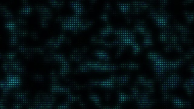 Futuristic abstract data transfer technology blue dots particles seamless loop 4K. Futuristic digital stream cyber data particles light waves background. Digital technology AI big data loop backdrop.