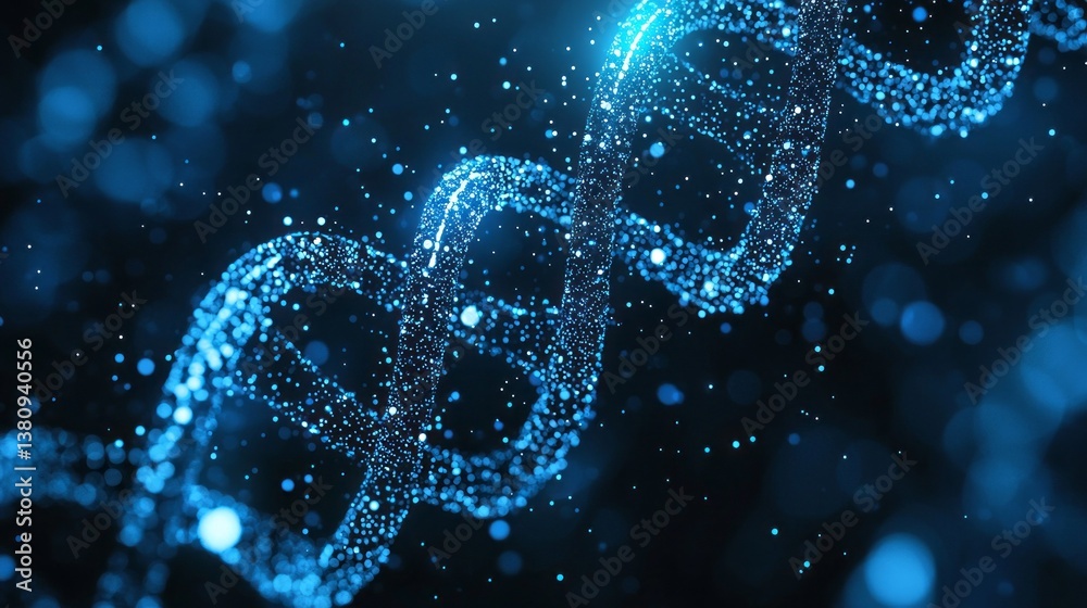 Poster a stunning digital visualization captures the intricate double helix of dna illuminated in vibrant b