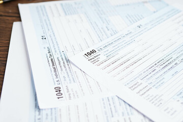 Obraz premium Tax form 1040 U.S. Individual Income Tax Return, business finance.