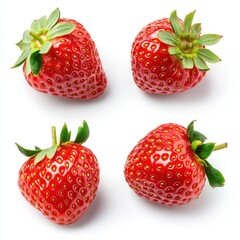 Set of strawberries isolated on white backgroun
