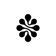 Modern Black Abstract Flower Symbol, Minimalist Design