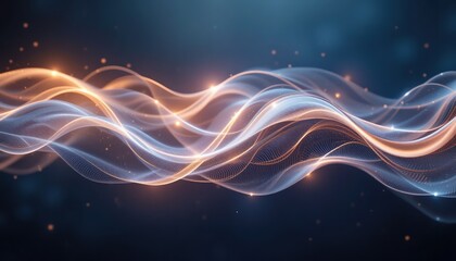 Obraz premium Dynamic light waves flowing in abstract design digital space visual art smooth environment close-up perspective energy and motion concept