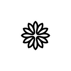 Minimalist Black Flower Logo on White Background