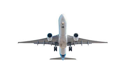 Soaring Sky: A detailed view of a passenger aircraft taking flight, showcasing its engineering and design against the vastness of the sky, evoking feelings of travel and modern transport.