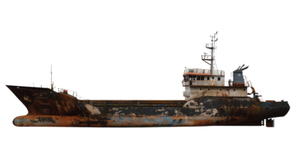 Rusting Vessel: A weathered cargo vessel, bearing the marks of time and the elements, stands as a testament to journeys past, with remnants of rust adding character.