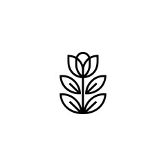 Minimalist Flower Line Art Logo, Botanical Illustration, Simple Design