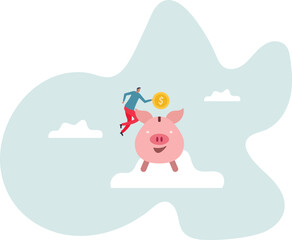 Saving money, investment or financial profit, earning growth, save money for future or wealth and deposit.character for design.