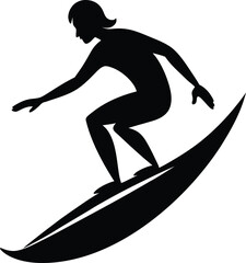 Dynamic Surfing Silhouette Vector & Icon