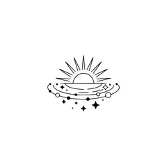 Celestial Sunburst Logo: Minimalist Astrology Design