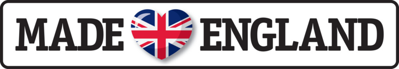 Obraz premium Heart with Union Jack flag colors expressing love for England and celebrating products made in England