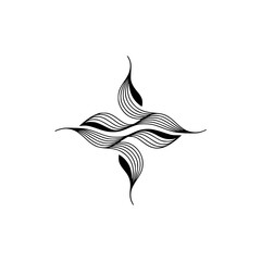 Abstract Black and White Floral Design on Cream Background