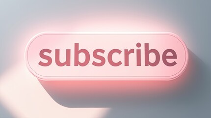 A glowing pink subscribe button with a long shadowed effect