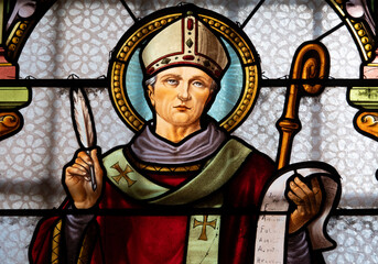 Stained glass (19th century) of Saint Claude. Cathocic Saint.