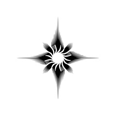 Abstract Starburst Design - Minimalist Black and White Ornament on Light Gray Background