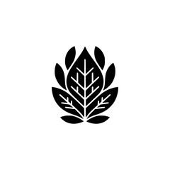 Elegant Black and White Floral Logo Design, Modern Leaf Silhouette