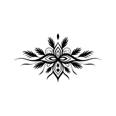 Elegant Black Floral Ornament on White Background