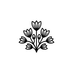 Elegant Floral Line Art: Minimalist Black and White Illustration