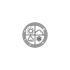 Four Seasons Icon: Minimalist Weather & Love Concept