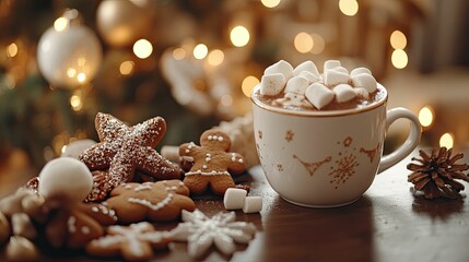 Christmas or New Year scene with cocoa