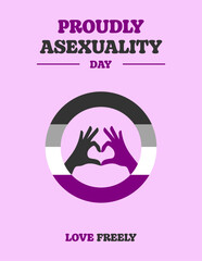 International Asexuality Awareness and Visibility Day is on April 6th. A vector poster features the asexual flag in a circular heart, symbolizing love and inclusion.
